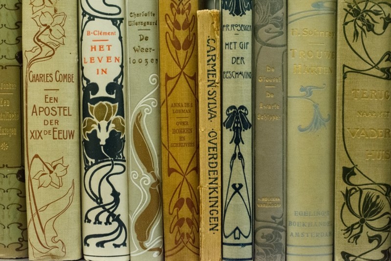 Row of books on a shelf